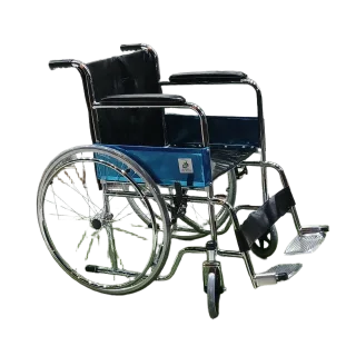 Wheel Chair Model 809 Chrome manual wheelchair with chrome-plated steel frame, comfortable seat, large rear wheels, and smooth mobility for hospitals, rehabilit