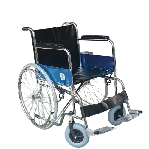 Wheel Chair Model 809 with 50mm PU wheels, durable manual wheelchair with steel frame, comfortable seat, smooth-rolling polyurethane wheels, ideal for hospitals