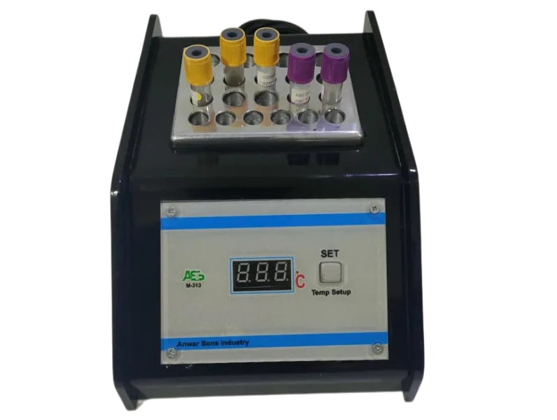Laboratory Dry Bath with digital temperature control for heating and incubating samples in test tubes