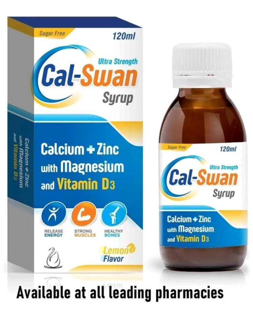 CAL-SWAN Syrup calcium and vitamin supplement bottle
