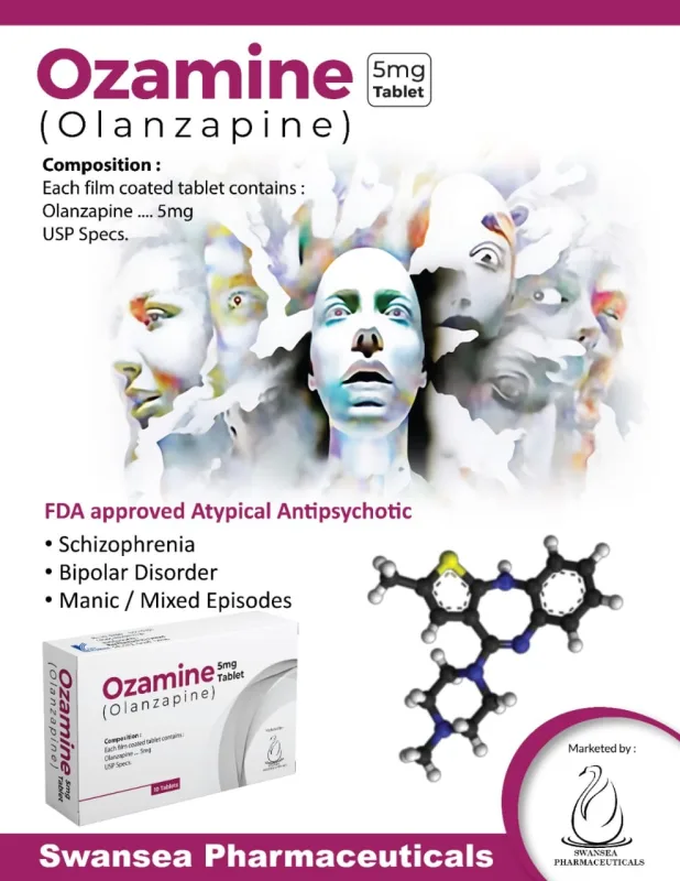 OZAMINE 5MG Tablets (Olanzapine 5mg) medicine box front view