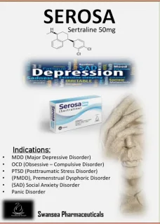 SEROSA 50MG Tablets (Sertraline 50mg) prescription medicine packaging